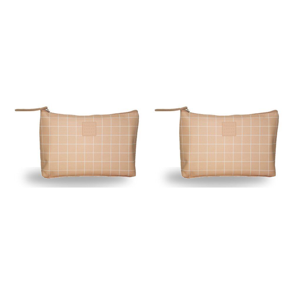 Tender Love + Carry Pink Grid Holdall Wash Bag 26 x 20 x 10 cm Pack of 2