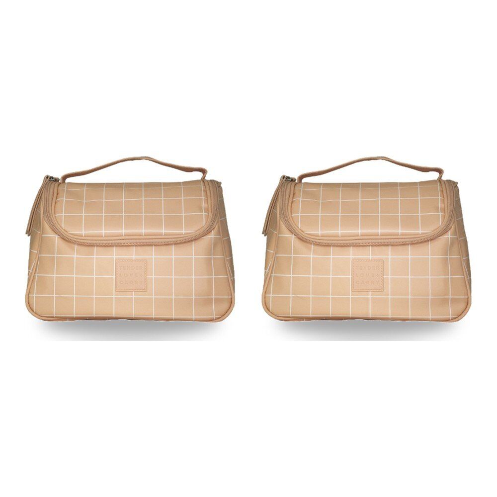Tender Love + Carry Pink Grid Weekender Wash Bag 26 x 18 x 10 cm Pack of 2