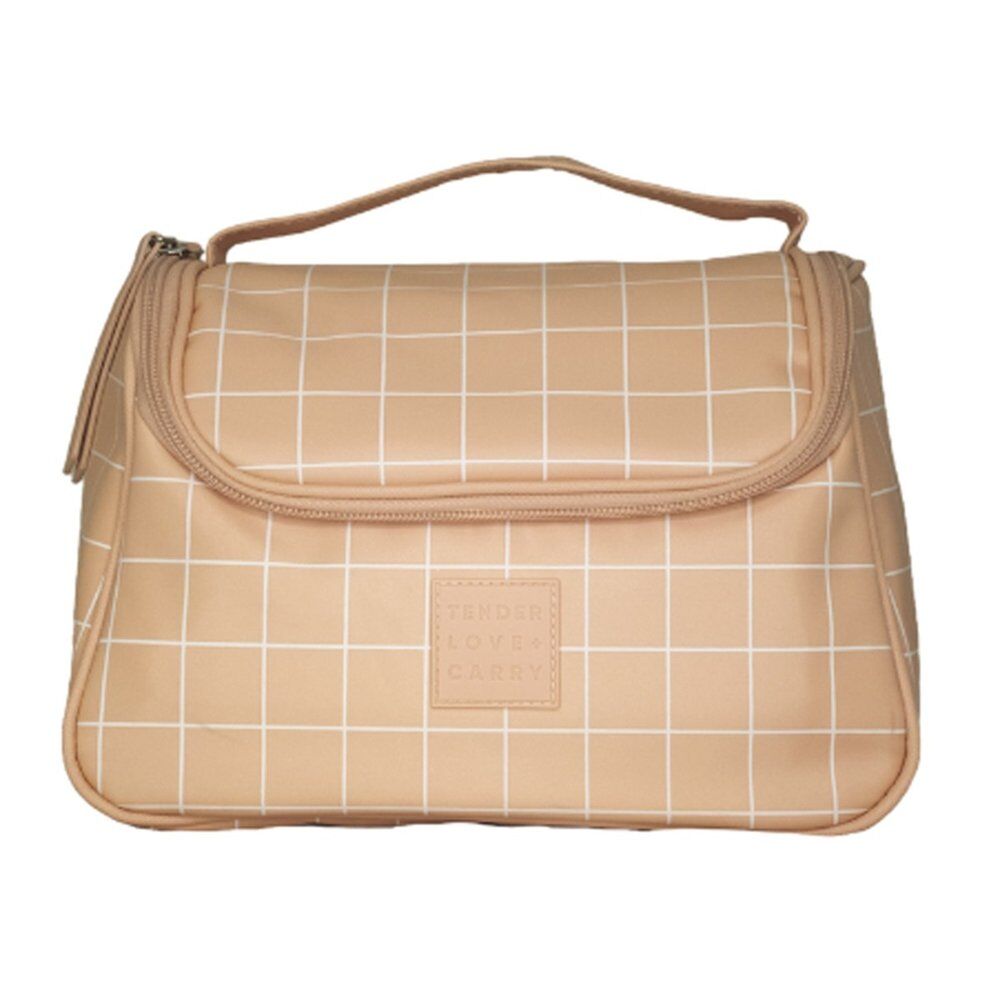 Tender Love + Carry Pink Grid Weekender Wash Bag 26 x 18 x 10 cm