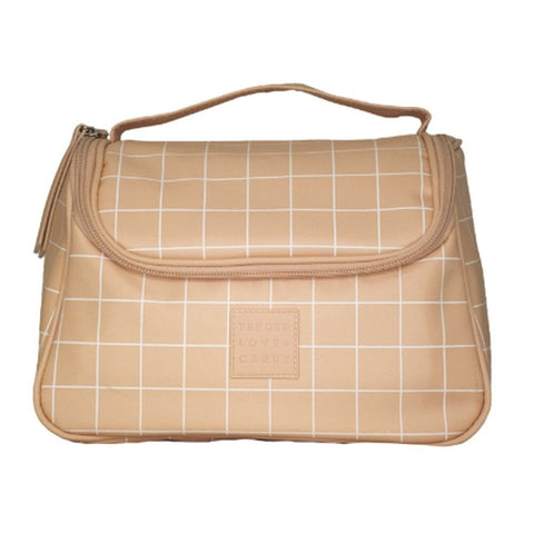 Tender Love + Carry Pink Grid Weekender Wash Bag 26 x 18 x 10 cm
