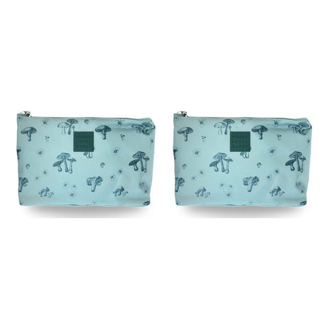 Tender Love + Carry Teal Mushroom Daisy Holdall Wash Bag 28 x 19 x 10 cm Pack of 2
