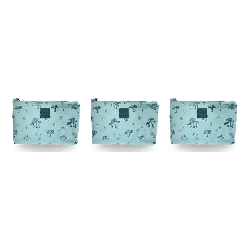 Tender Love + Carry Teal Mushroom Daisy Holdall Wash Bag 28 x 19 x 10 cm Pack of 3