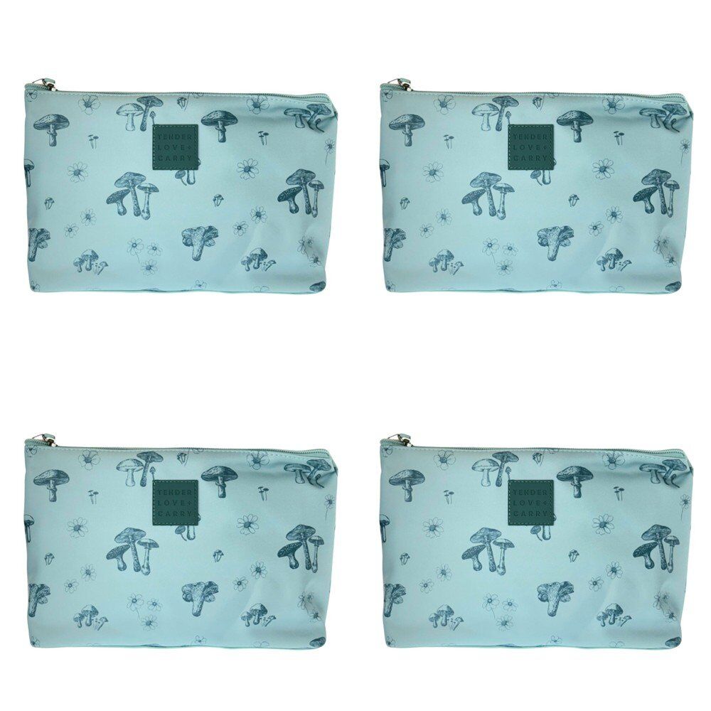 Tender Love + Carry Teal Mushroom Daisy Holdall Wash Bag 28 x 19 x 10 cm Pack of 4