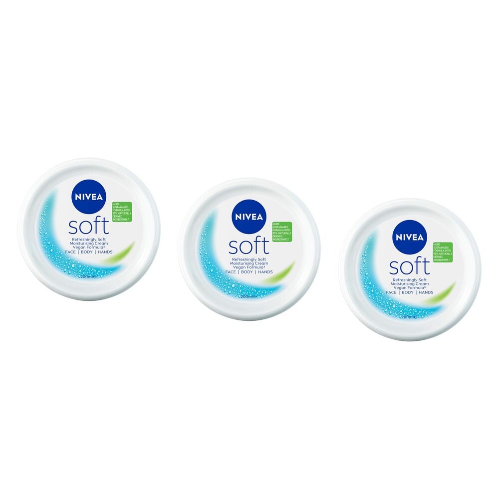 NIVEA Soft Moisturising Cream 200mL Pack of 3