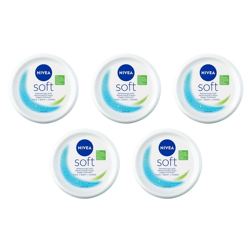 NIVEA Soft Moisturising Cream 200mL Pack of 5