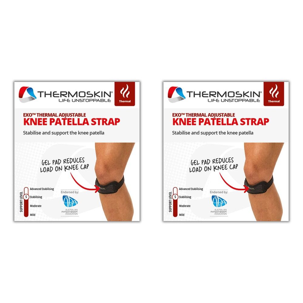 Thermoskin Adjustable Knee Patella Strap Black Pack of 2