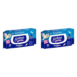Sorbent Silky White Flushable Wipes 40 Pack Bundle of 2