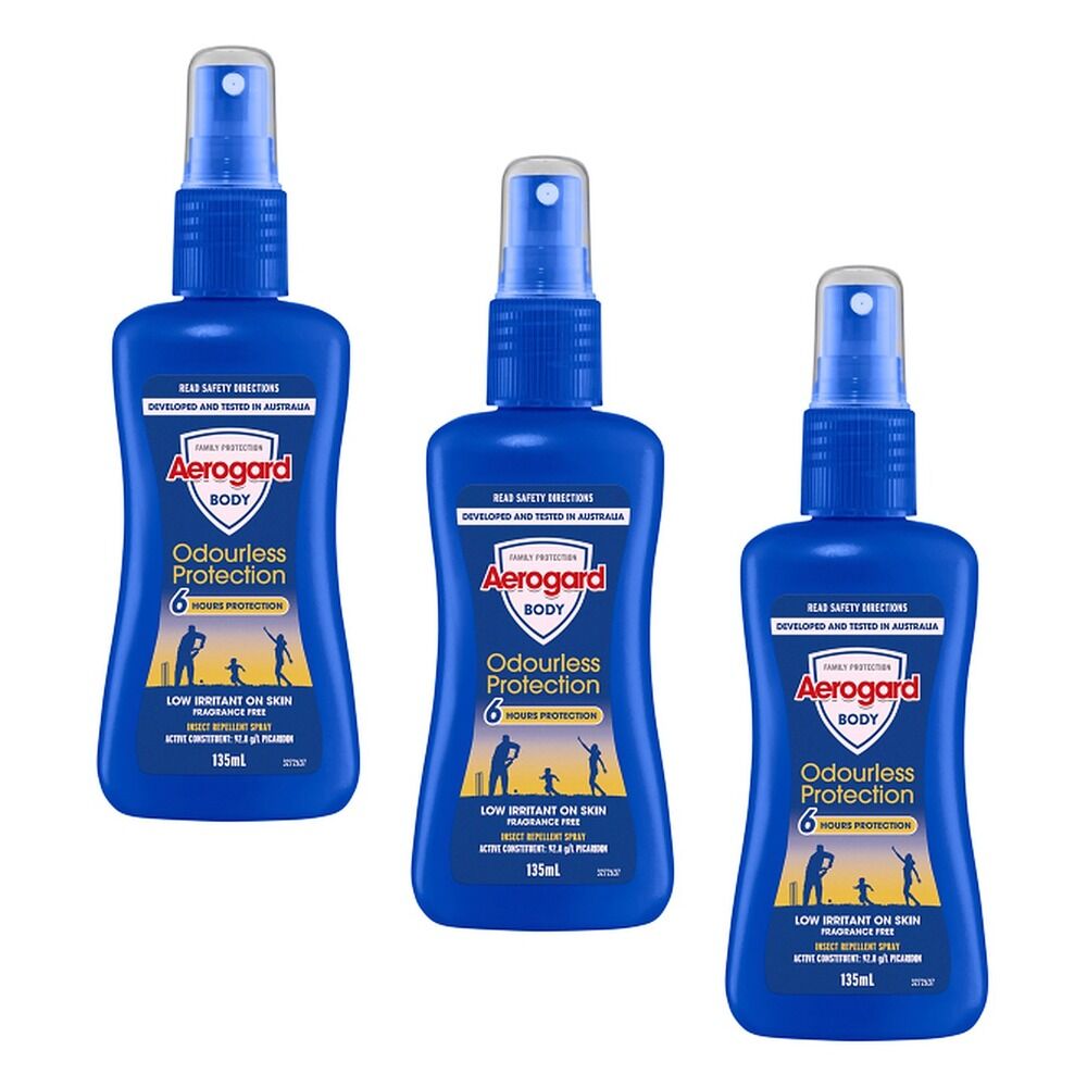 Aerogard Odourless Low Irritant Pump Spray 135mL Pack of 3