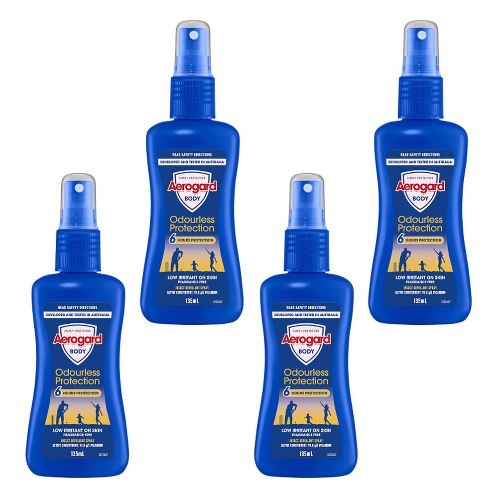Aerogard Odourless Low Irritant Pump Spray 135mL Pack of 4