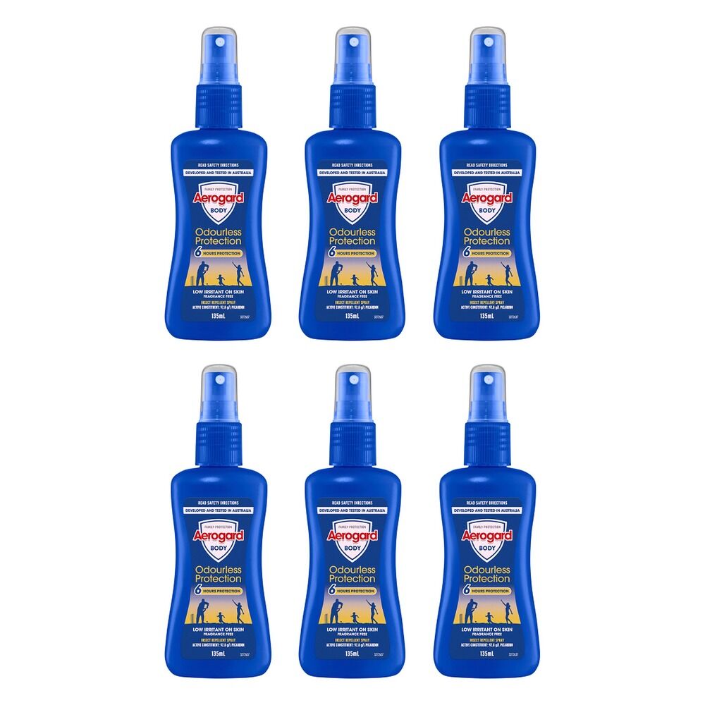 Aerogard Odourless Low Irritant Pump Spray 135mL Pack of 6