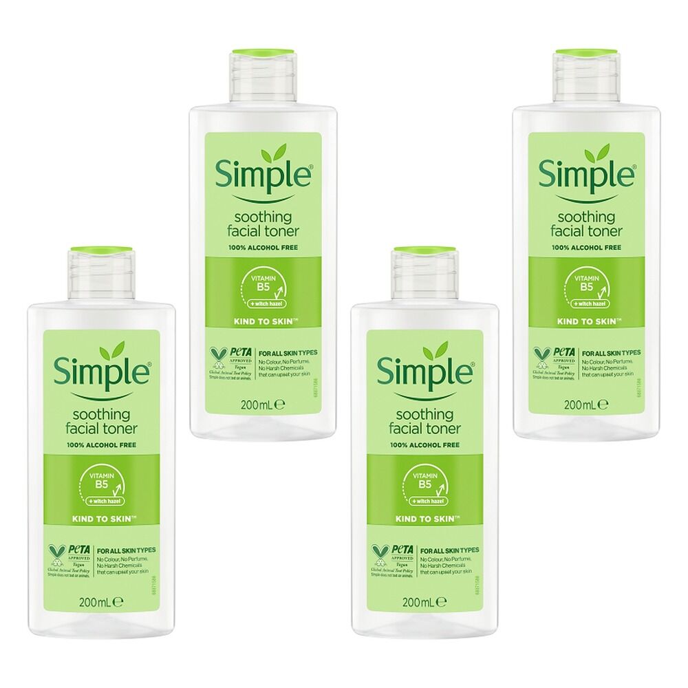 Simple Kind To Skin Soothing Facial Toner 200mL Pack of 4