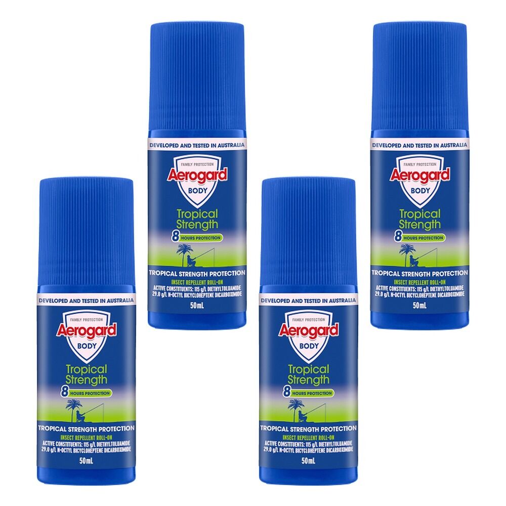 Aerogard Tropical Strength Insect Repellent Roll On 50mL Pack of 4