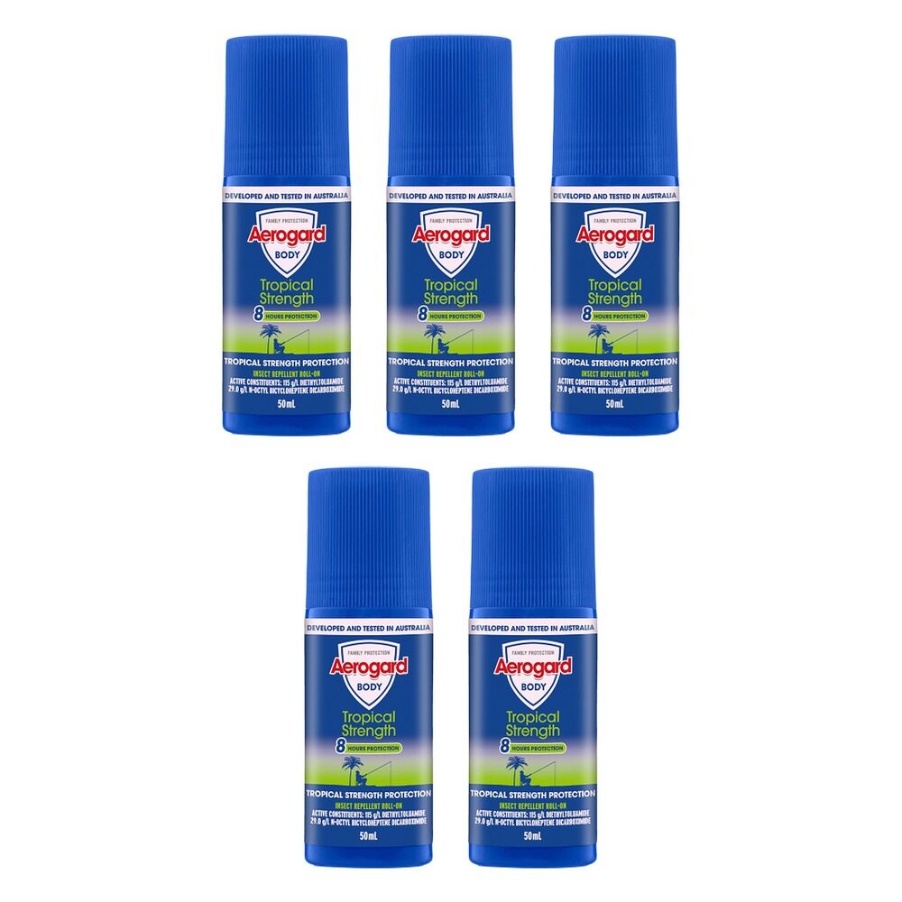 Aerogard Tropical Strength Insect Repellent Roll On 50mL Pack of 5