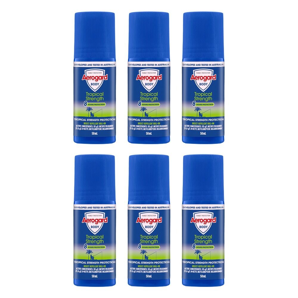 Aerogard Tropical Strength Insect Repellent Roll On 50mL Pack of 6