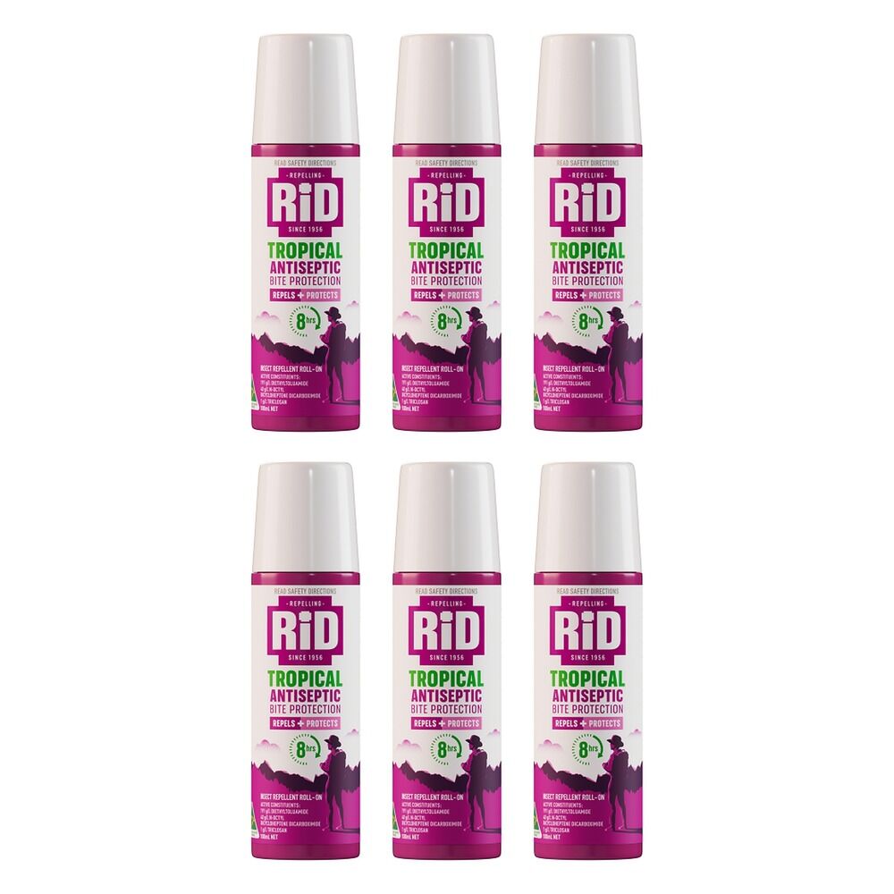 RID Tropical Antiseptic Bite Protection Roll-On 100mL Pack of 6
