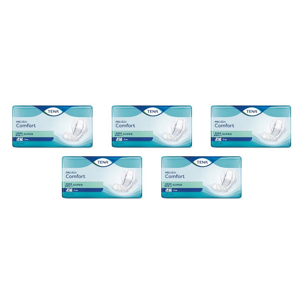 Tena Super ProSkin Comfort 20 Pack x 4 Bundle of 5