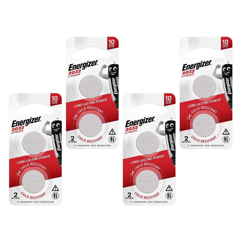 Energizer 2032 Lithium Coin Batteries 2 Pack Bundle of 4