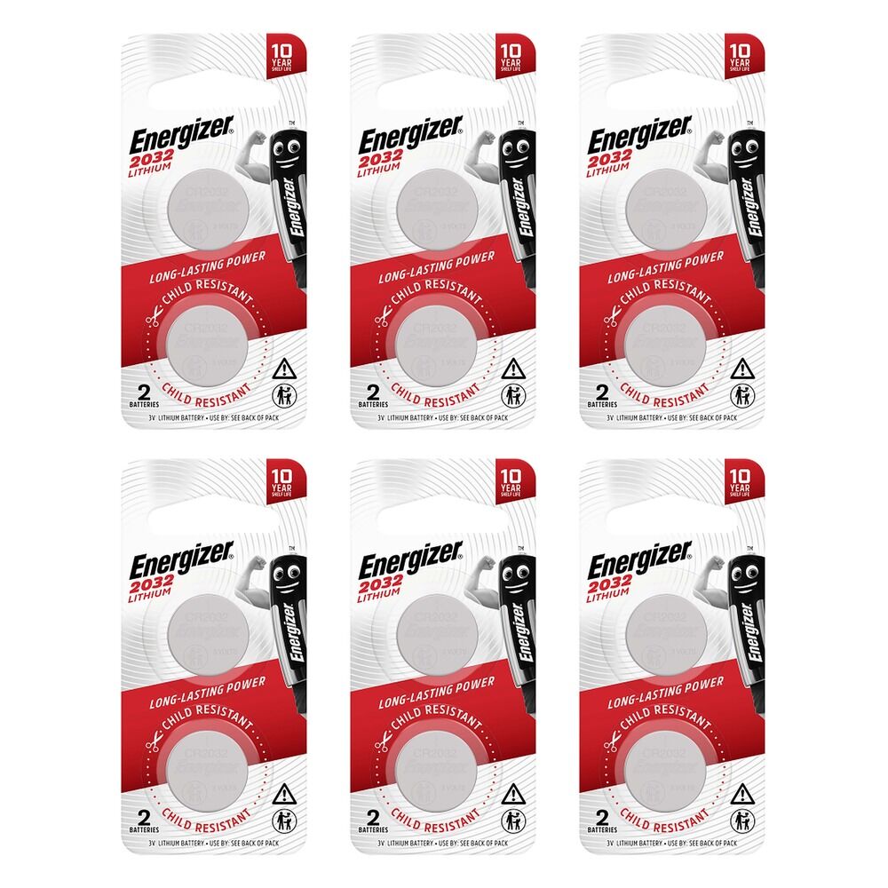 Energizer 2032 Lithium Coin Batteries 2 Pack Bundle of 6