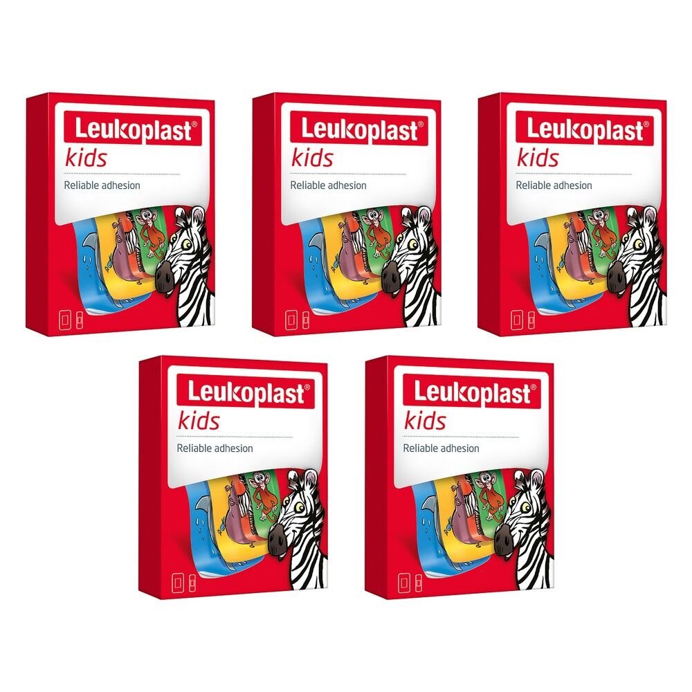 Leuko Leukoplast Kids First Aid Dressings Animal Motifs 12 Pack Bundle of 5