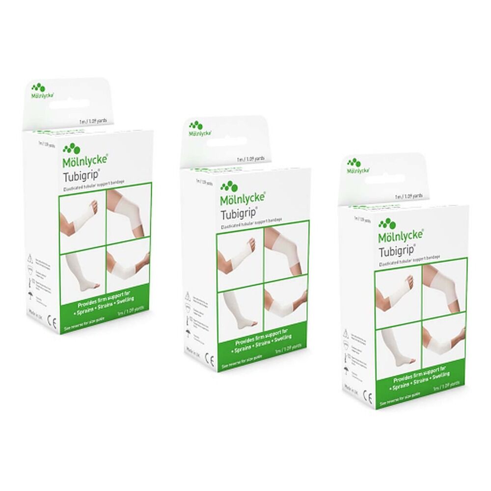 Tubigrip E Tubular Elastic Support Bandage, Arm/Leg, 1 Metre Pack of 3