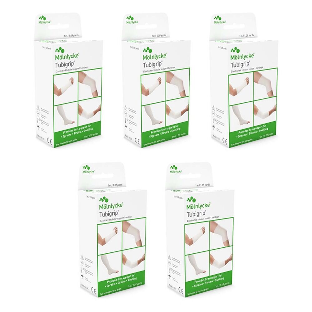 Tubigrip E Tubular Elastic Support Bandage, Arm/Leg, 1 Metre Pack of 5