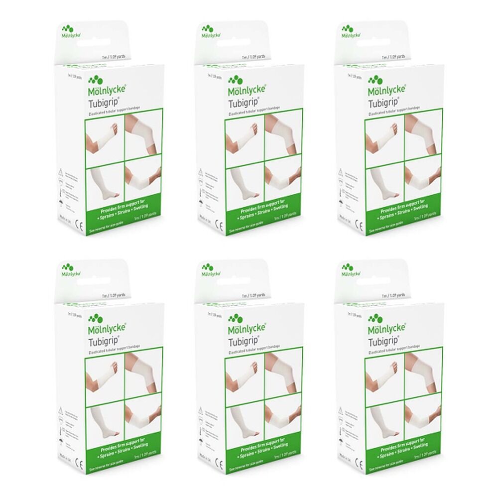 Tubigrip E Tubular Elastic Support Bandage, Arm/Leg, 1 Metre Pack of 6