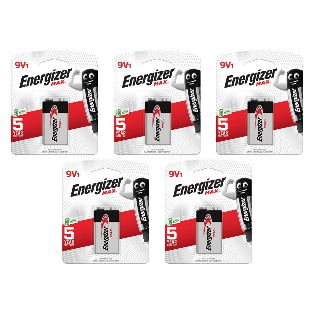 Energizer Max 9V Alkaline Battery Pack of 5