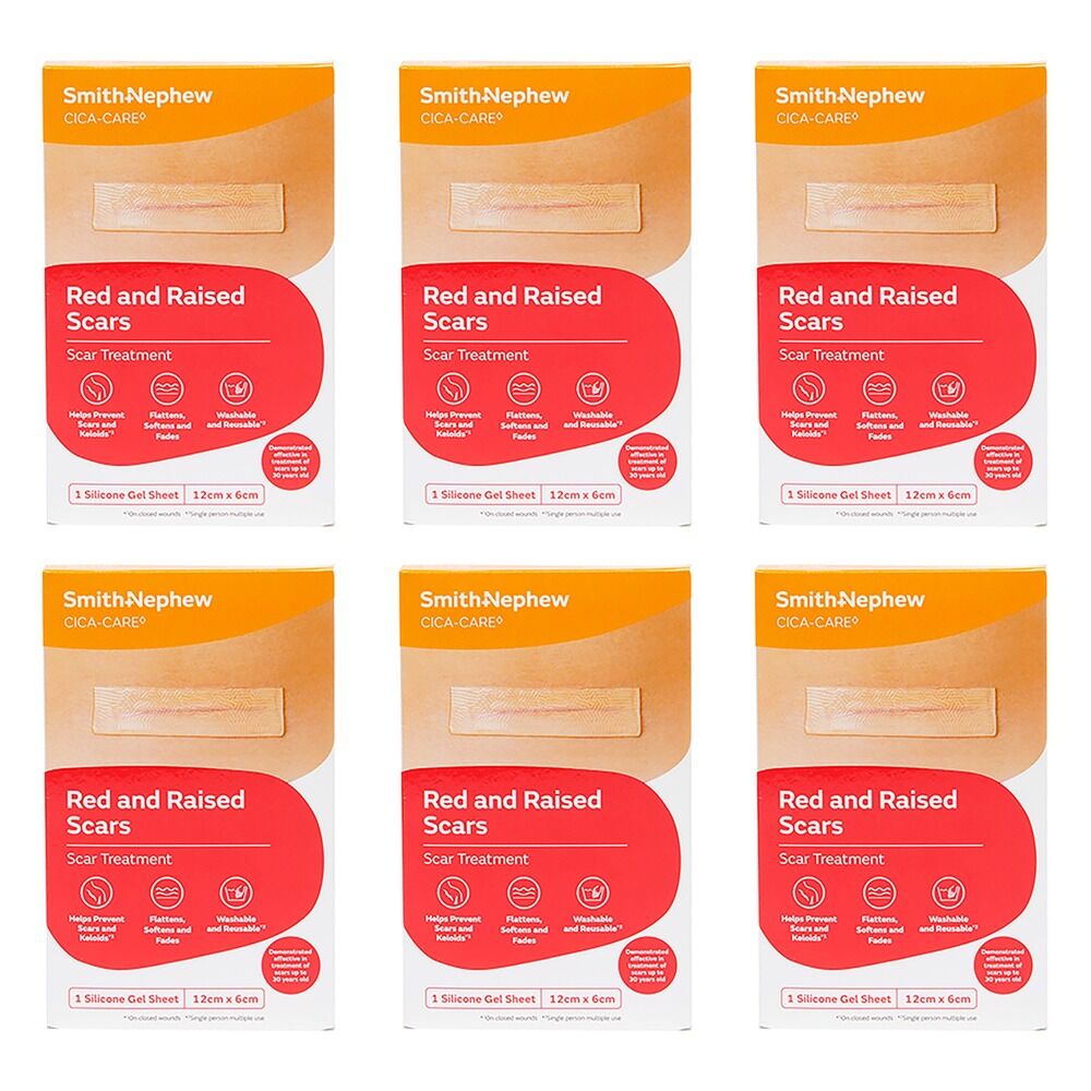 Cica-Care Silicone Gel Sheet Scar Treatment 12cm x 6cm Pack of 6