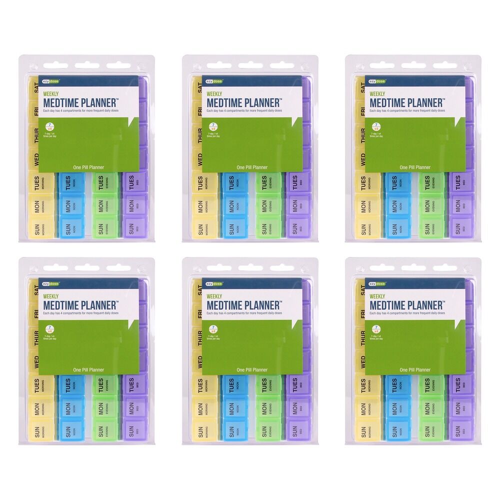 Ezy Dose Weekly Four Times A Day Medtime Planner Pack of 6