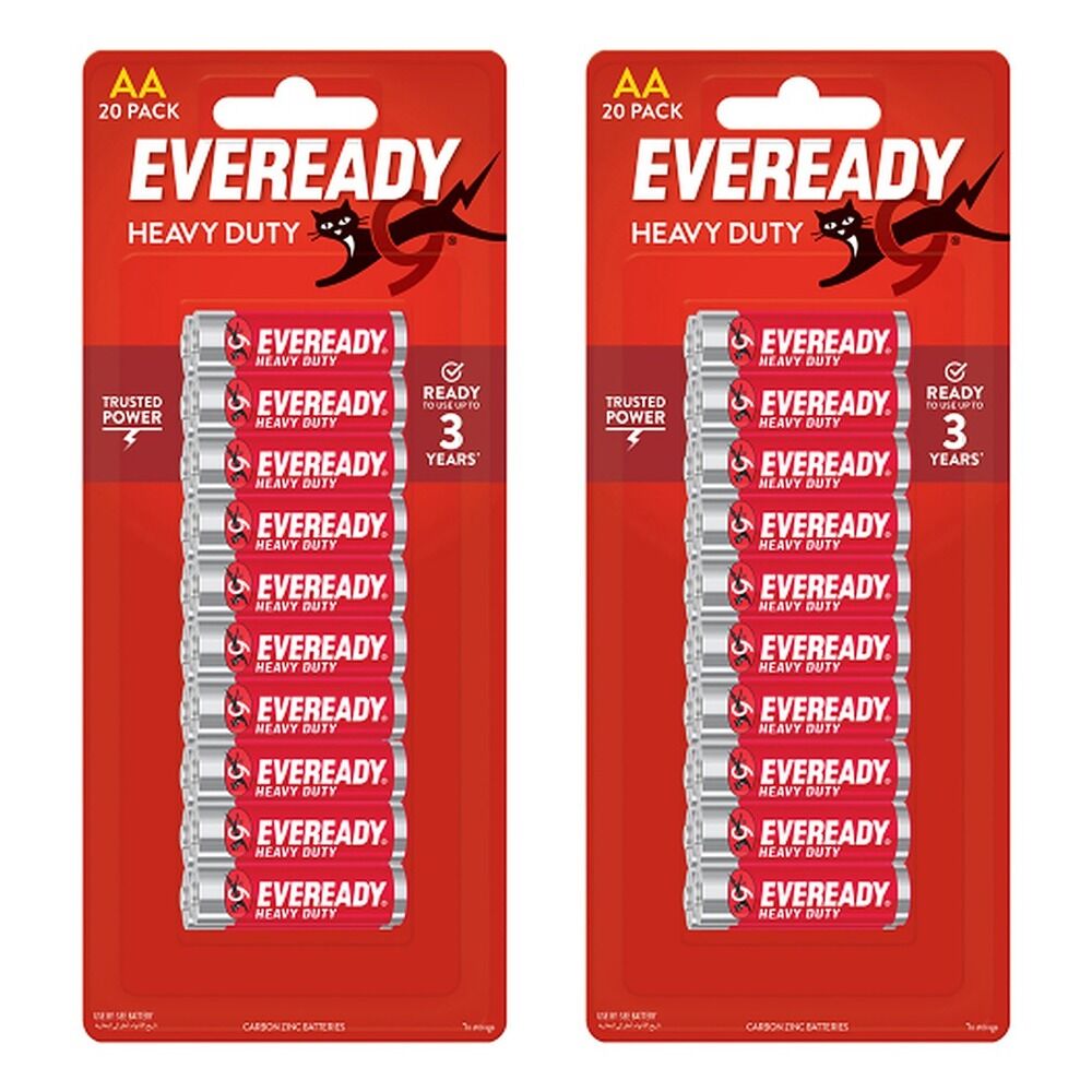 Energizer Eveready Value Pack AA Batteries 20 Pack Bundle of 2
