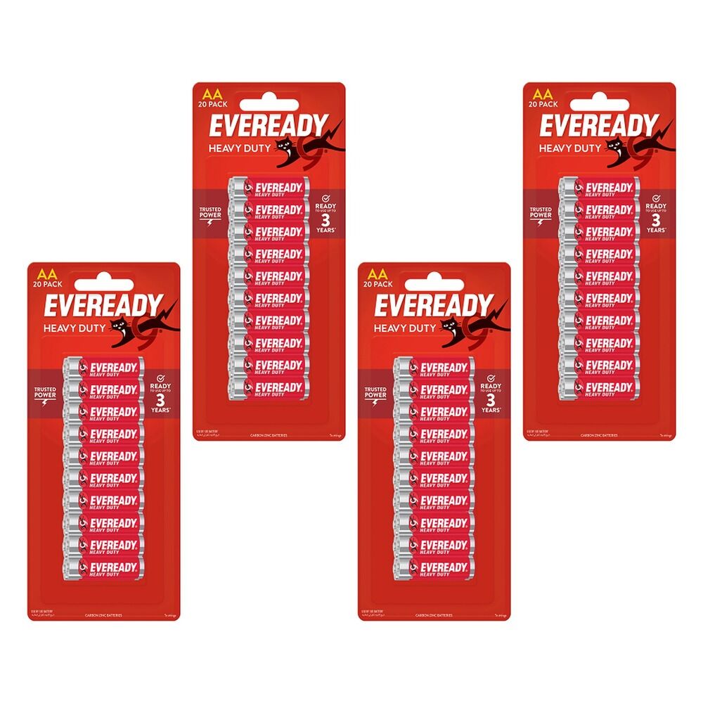 Energizer Eveready Value Pack AA Batteries 20 Pack Bundle of 4