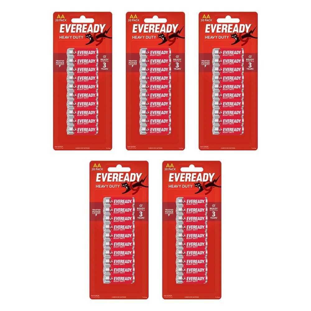 Energizer Eveready Value Pack AA Batteries 20 Pack Bundle of 5
