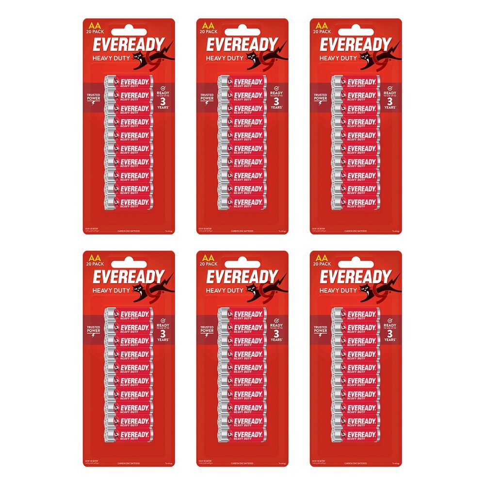 Energizer Eveready Value Pack AA Batteries 20 Pack Bundle of 6