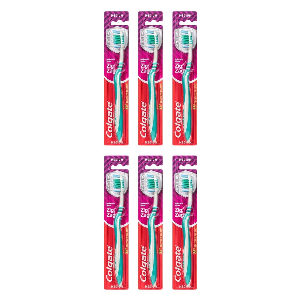 Colgate ZigZag Adult Toothbrush Soft Medium Pack of 6