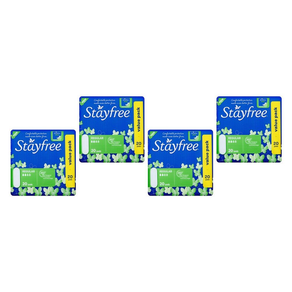 Stayfree Regular Sanitary Pads 20 Pack x 6 Bundle of 4