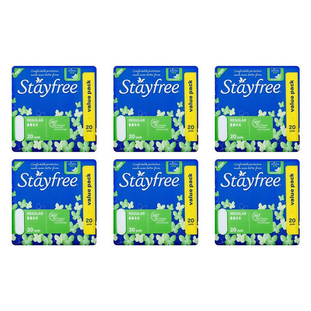 Stayfree Regular Sanitary Pads 20 Pack x 6 Bundle of 6