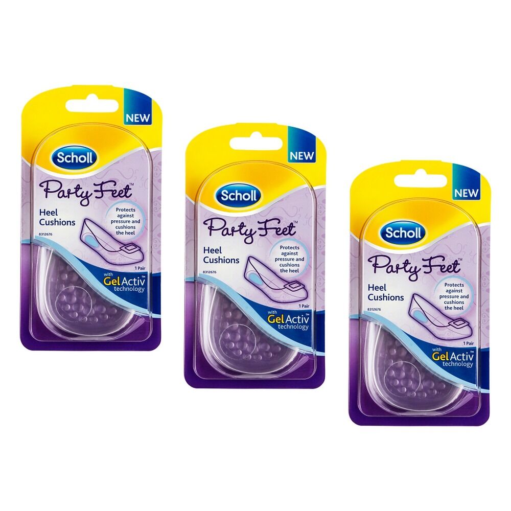 Scholl Party Feet Invisible Gel Heel Cushions Pack of 3