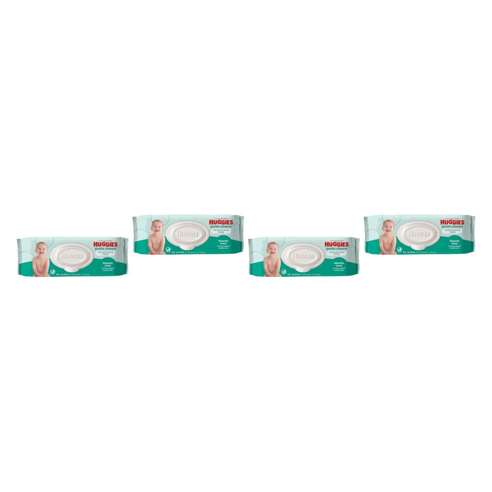 Huggies Gentle Cleanse Fragrance Free Baby Wipes, 3-in-1 Clean, 80 Pack of 4