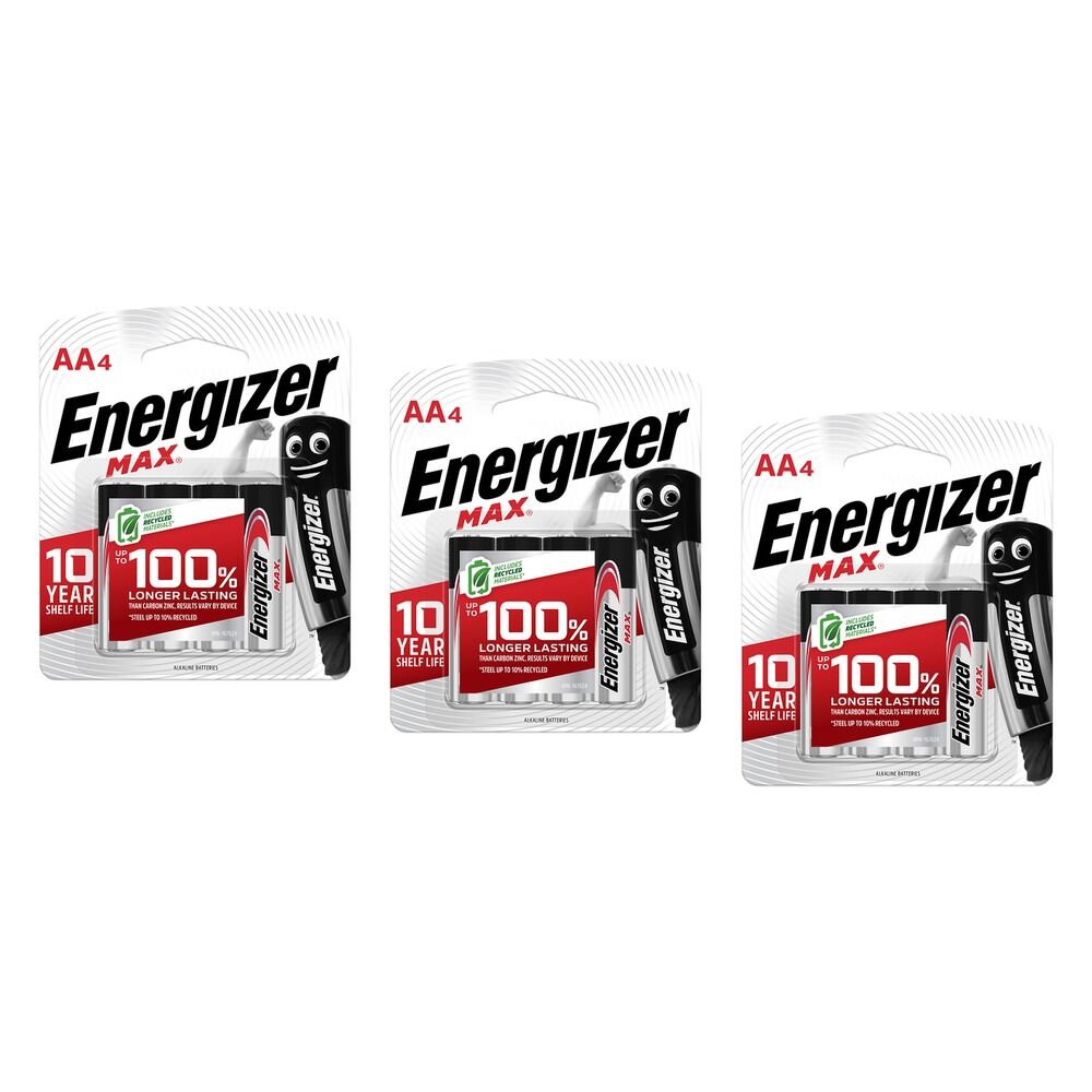 Energizer Max AA Alkaline Batteries 4 Pack Bundle of 3