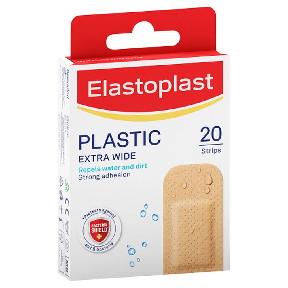Elastoplast Plastic Extra Wide Strip Plasters 20 Pack