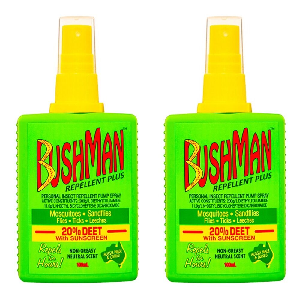 Bushman Repellent Plus 20% DEET with Sunscreen 100mL Pack of 2