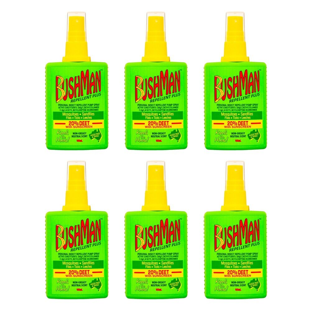 Bushman Repellent Plus 20% DEET with Sunscreen 100mL Pack of 6