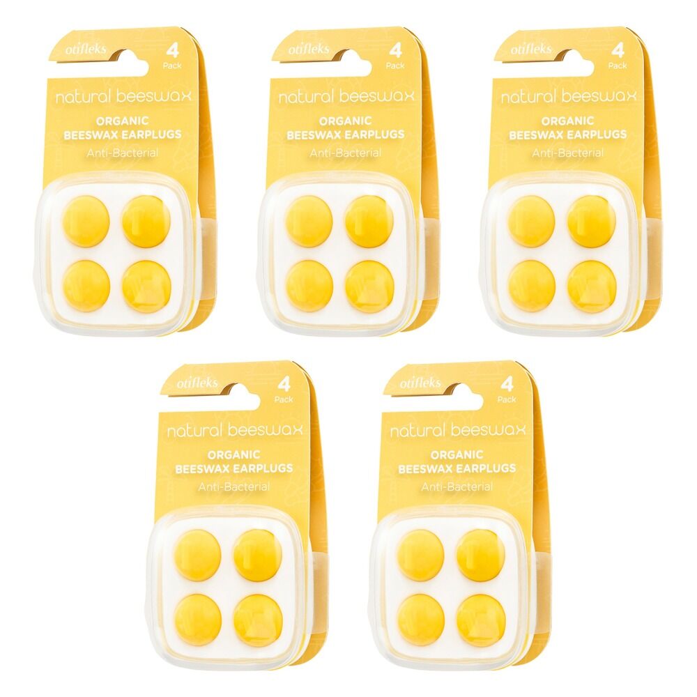 OTIFLEKS Natural Beeswax Earplugs 4 Pack Bundle of 5
