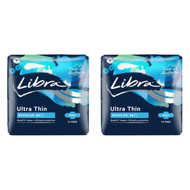Libra Ultra Thin Regular Pads with Wings 14 Pack x 6 Bundle of 2