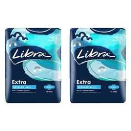 Libra Extra Regular Pads with Wings 14 Pack x 6 Bundle of 2