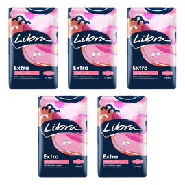 Libra Extra Super Pads with Wings 12 Pack x 6 Bundle of 5