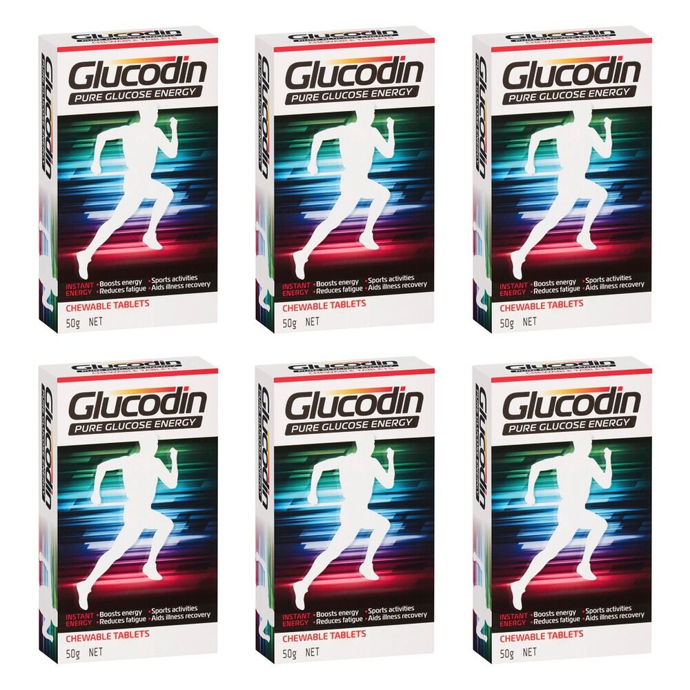 Glucodin Pure Glucose Energy Chewable Tablets 50g Pack of 6
