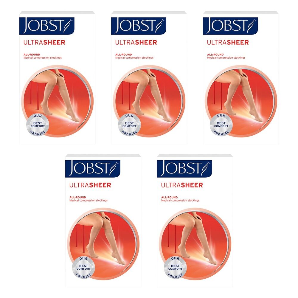JOBST UltraSheer 15-20 mmHg Compression Stockings Knee High Black Pack of 5