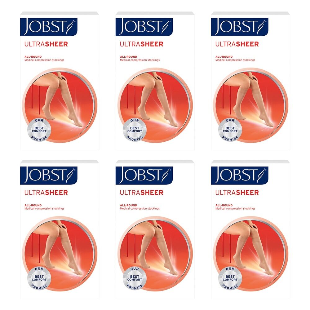 JOBST UltraSheer 15-20 mmHg Compression Stockings Knee High Black Pack of 6