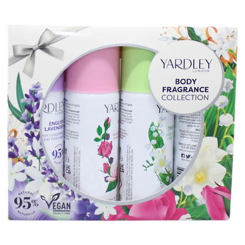 Yardley Body Spray Gift Set 4 x 50ml Lavender Rose Lily Honeysuckle Floral Mist